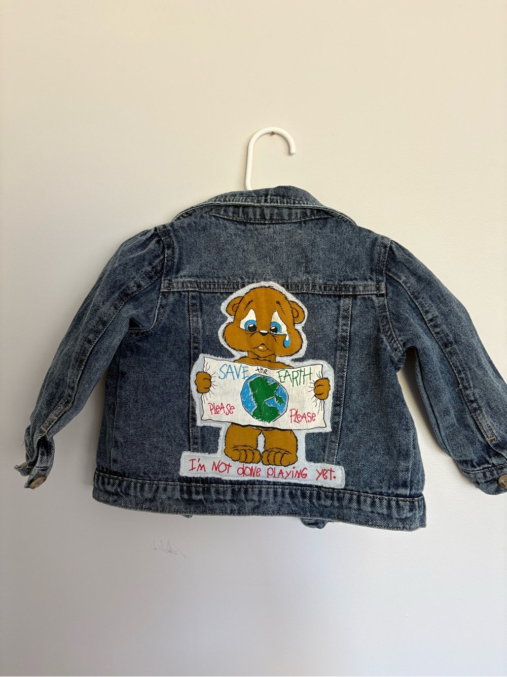 Source Unknown Kids Denim Jacket with Bear Earth Patch - Blue